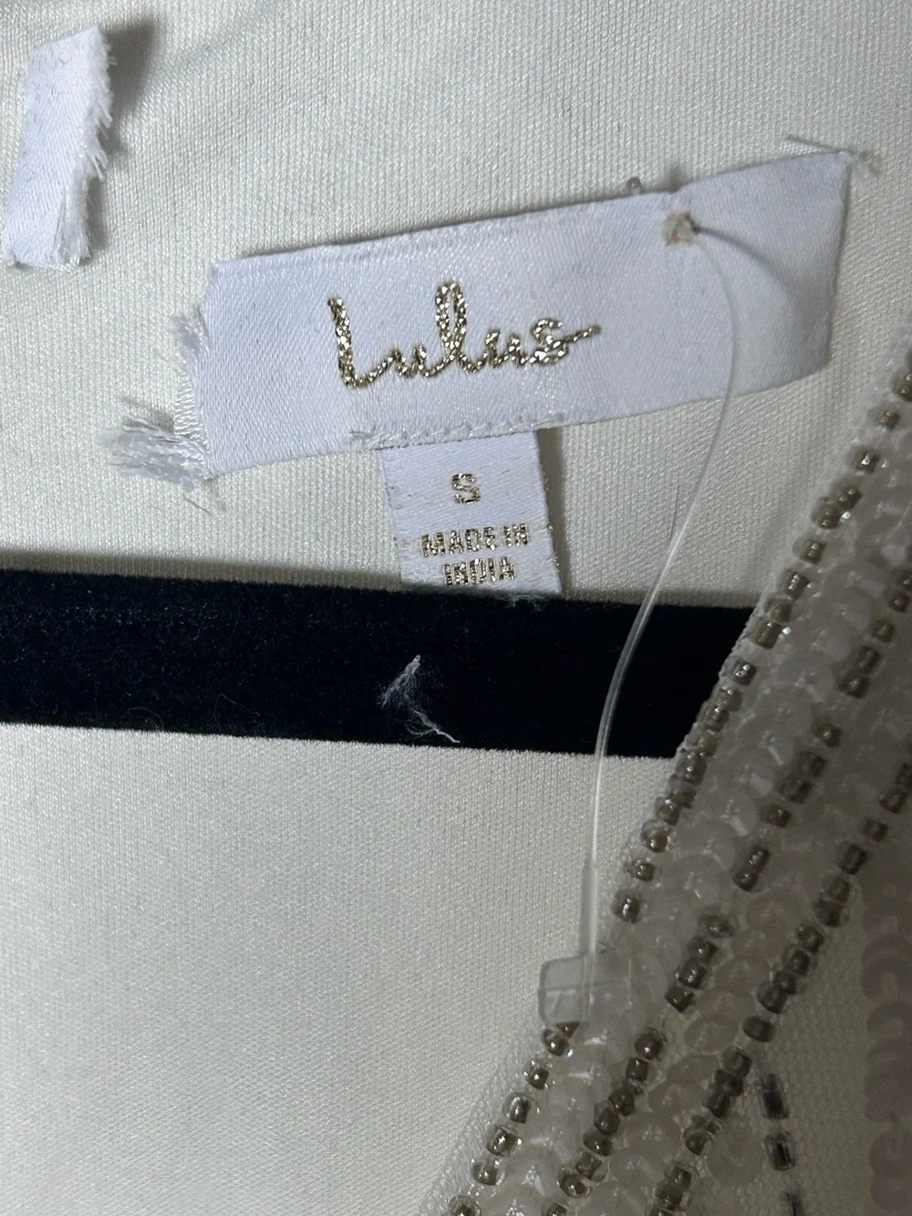 Lulu's White Beaded V-Neck Wedding Dress - Picture 10 of 10
